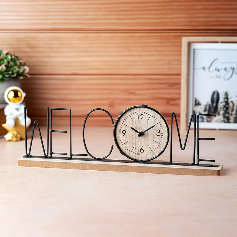 Typo Welcome Table Clock - Black media 1