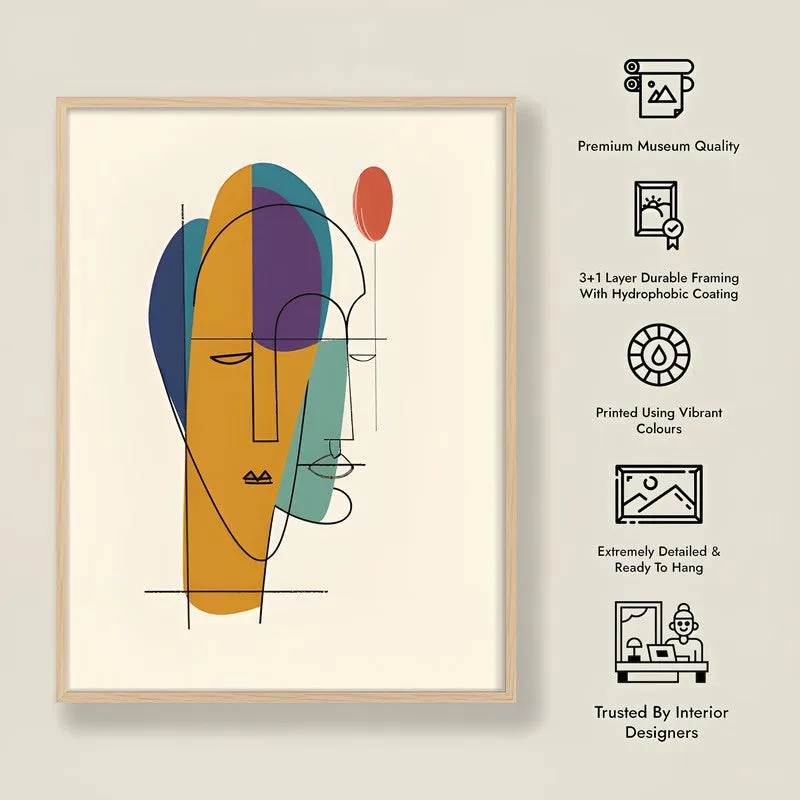 Line Of Thought Framed Canvas Archival Canvas Wall Painting - Natural Brown Frame media 7