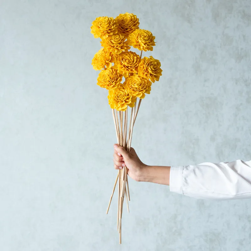 Muskan Sola Wood Rose Flower Stick (Yellow) - Set Of Ten media 1