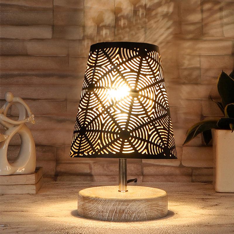 Rexa Etched Metal Table Lamp - Black,Brown