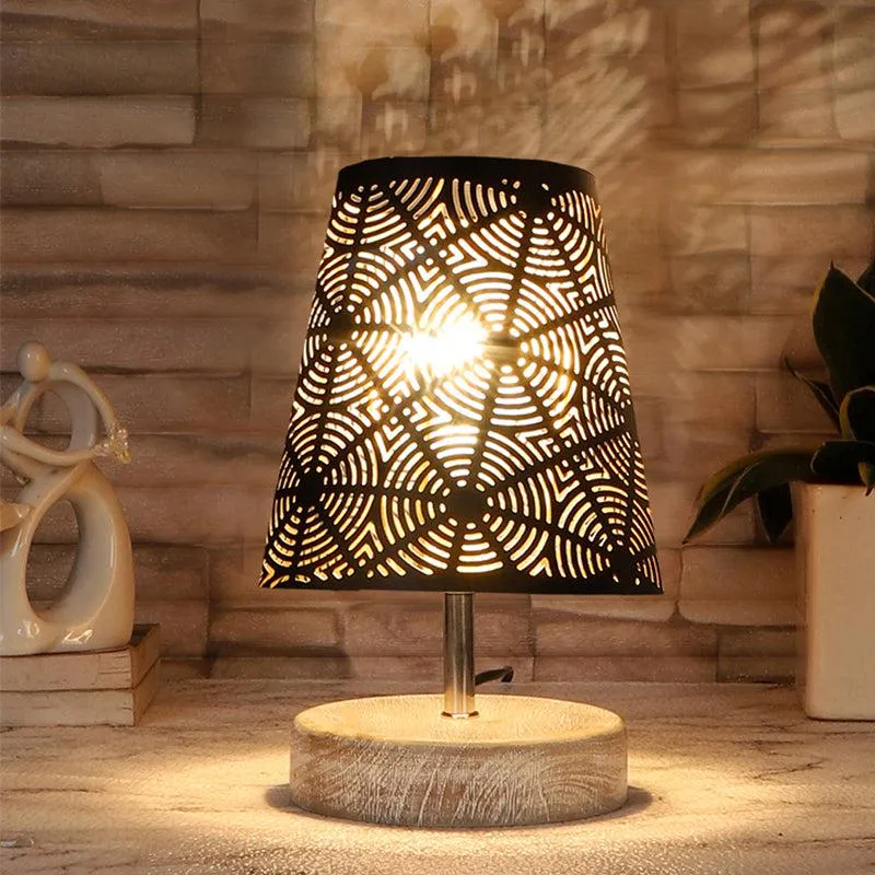 Rexa Etched Metal Table Lamp - Black,Brown media 1