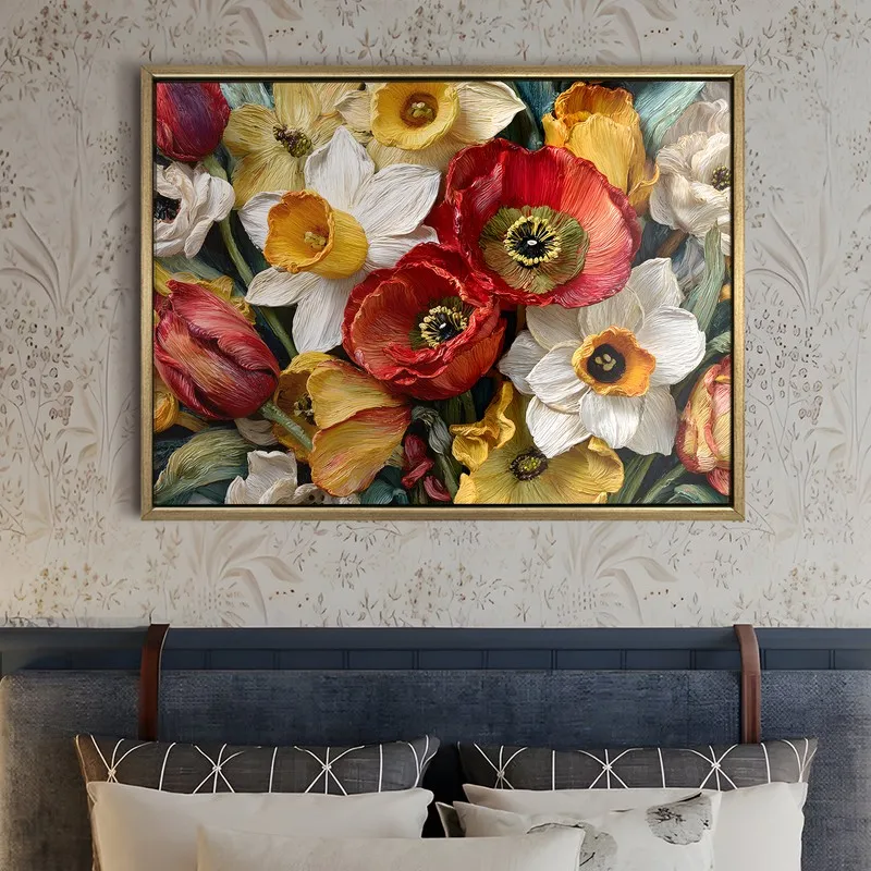 Floral Tapestry Canvas Wall Painting With Frame media 5
