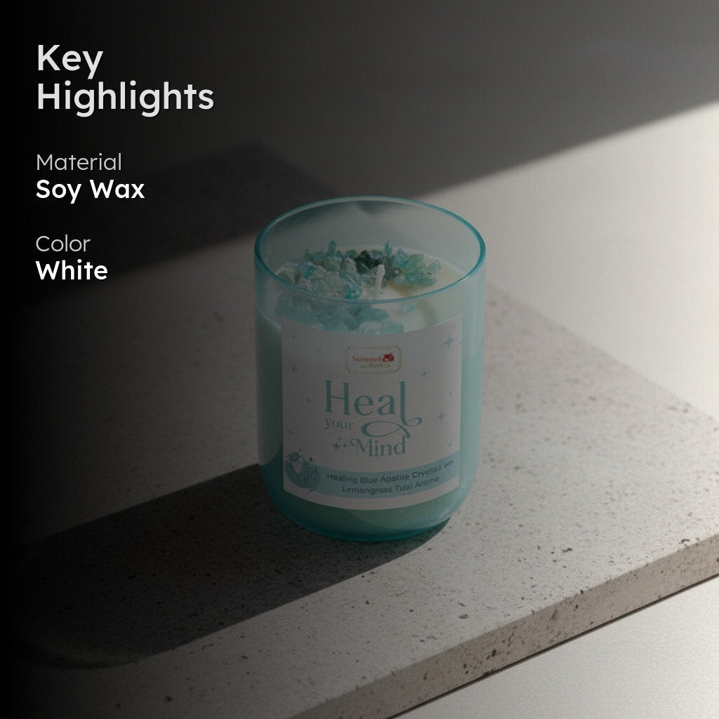 Blue Apatite Crystal Soy Wax Scented Candle media 3