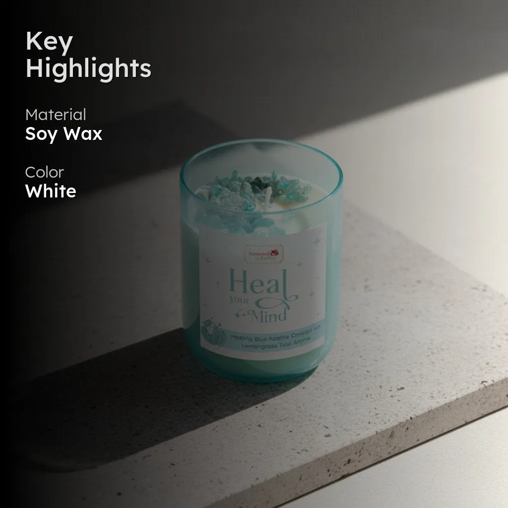 Blue Apatite Crystal Soy Wax Scented Candle media 3