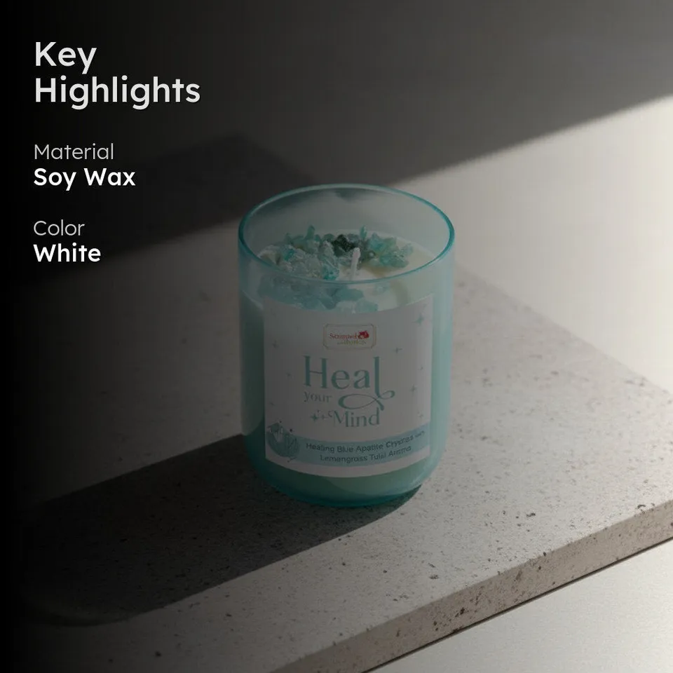 Blue Apatite Crystal Soy Wax Scented Candle media 3