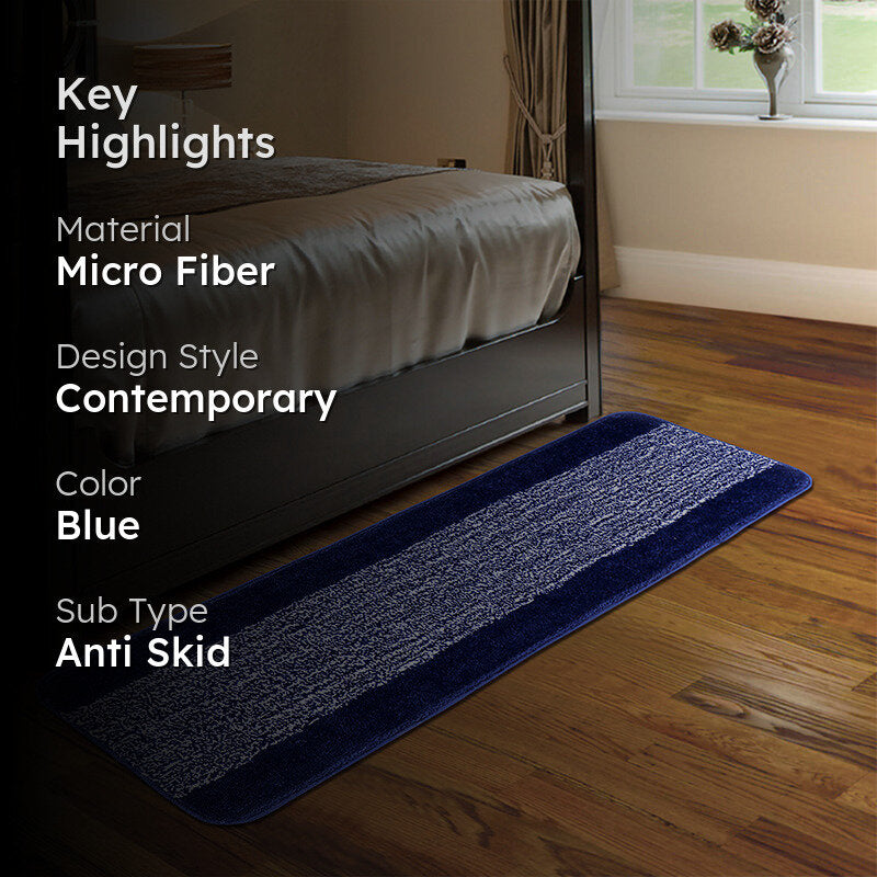 Marvis Anti Skid Micro Fiber Runner Rug - Blue media 2