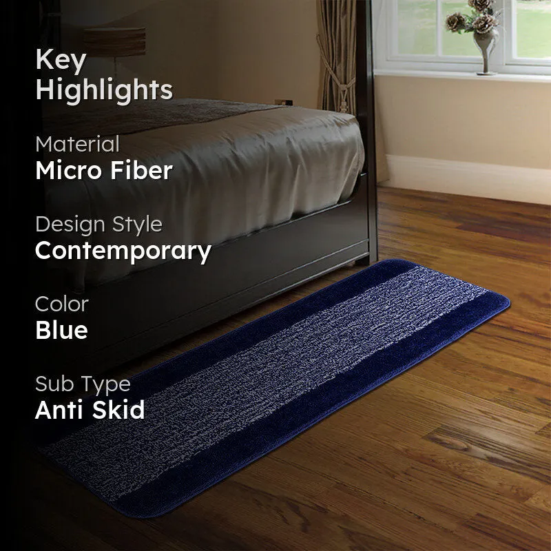 Marvis Anti Skid Micro Fiber Runner Rug - Blue media 2