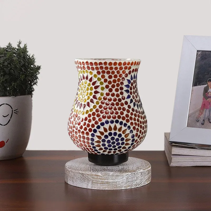 Amberis Mosaic Glass Table Lamp With Wooden Base - Multicolor media 4
