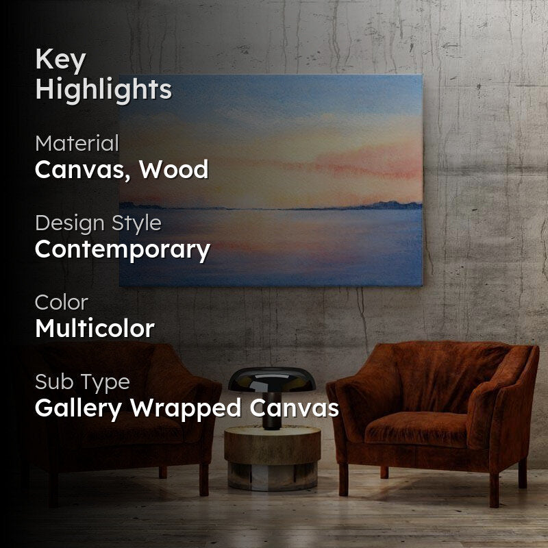 The Beach & The Sunset Canvas Wall Painting - Gallery Wrap media 2