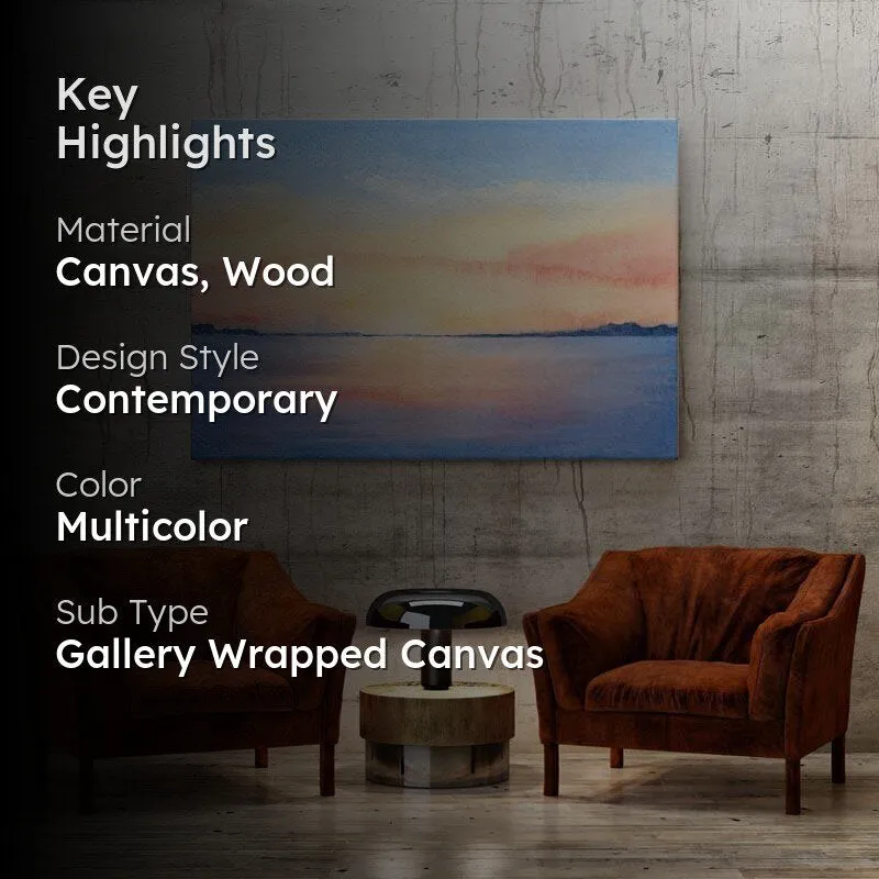 The Beach & The Sunset Canvas Wall Painting - Gallery Wrap media 2