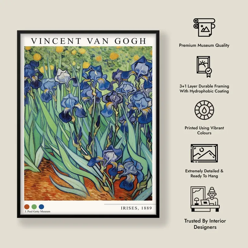 Irises Vincent Van Gogh Archival Canvas Wall Painting - Black Frame media 8