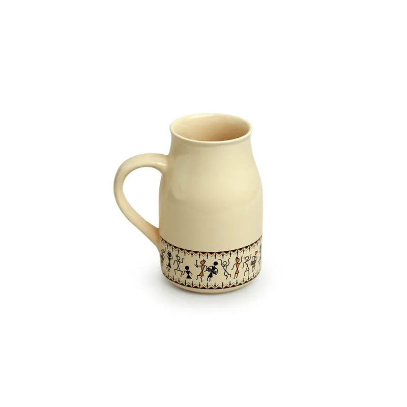 Warli Ceramic Coffee Mug (430 mL Each) - Set of Two media 4