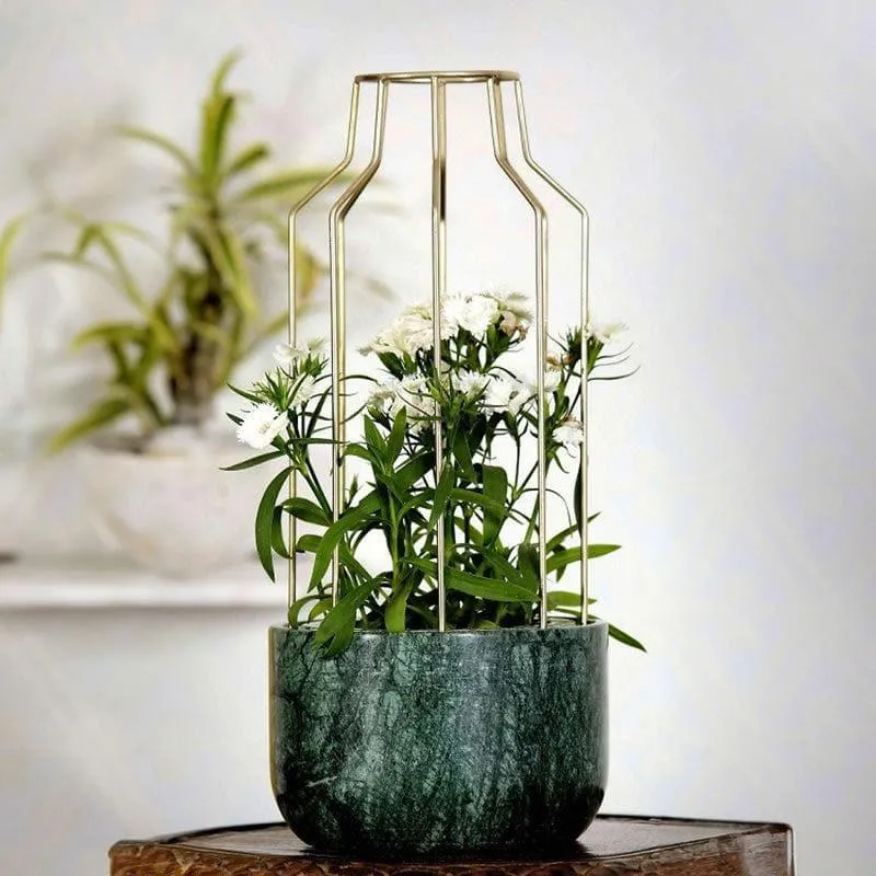 Golden Mesh Eartha Hand Crafted Marble Planter - Green media 3