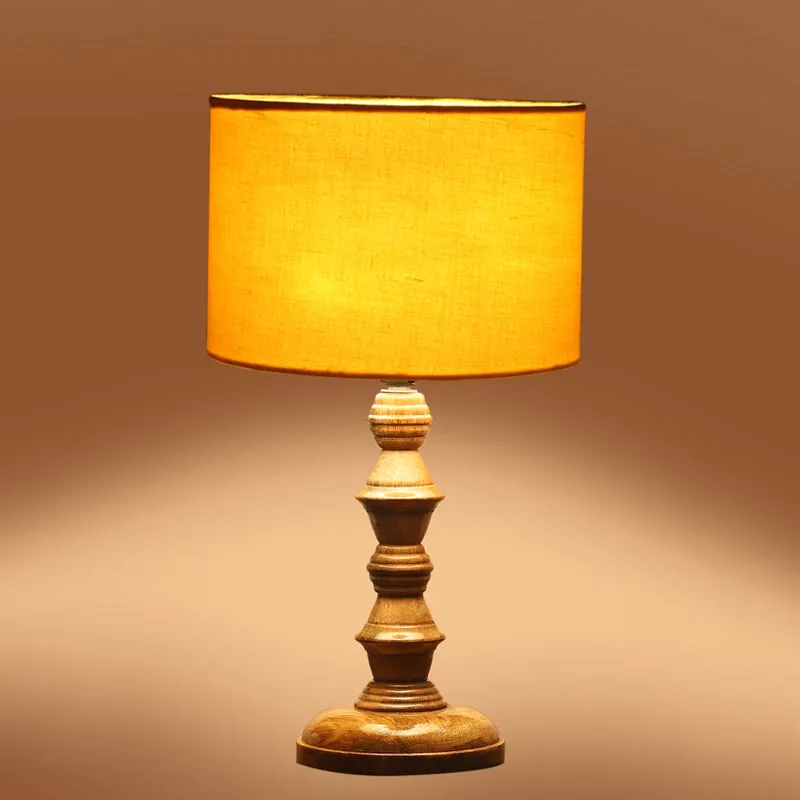 Cotin I Timber Wooden Table Lamp - Yellow,Brown media 5