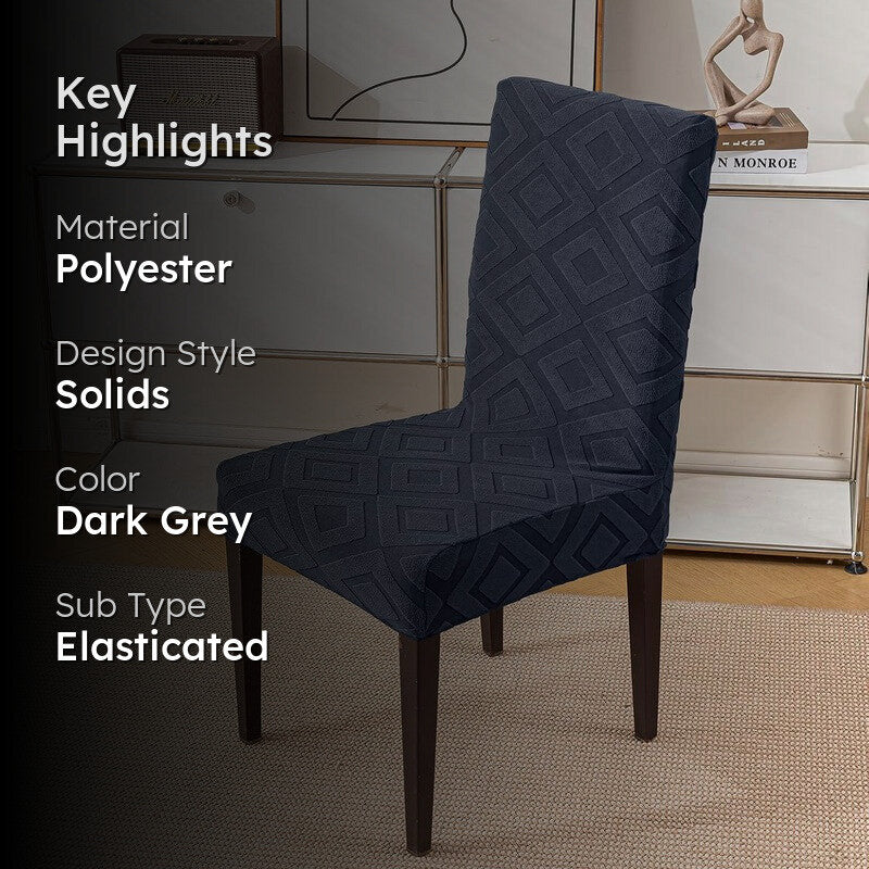 Diamante Jacquard Chair Cover - Charcoal media 2