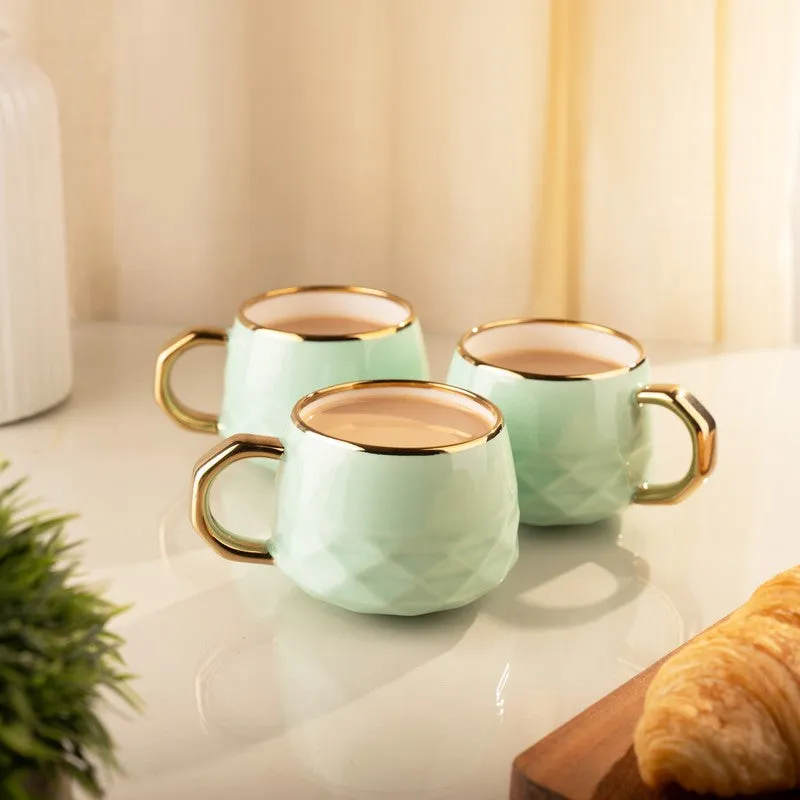 Luxesip Porcelain Tea Cup (200 mL Each,Green) - Set Of Six media 3