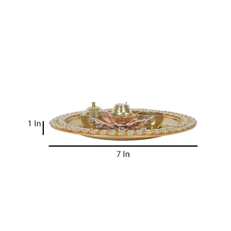 Beaded Bless Brass Thali - Five Piece Set media 6