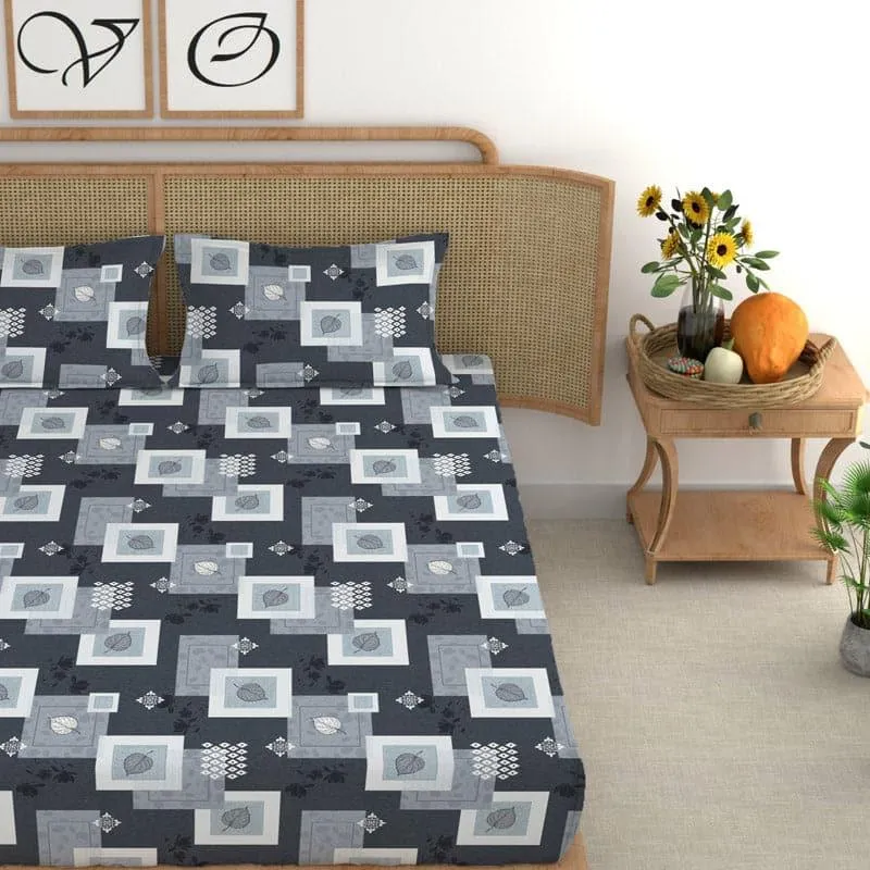 Thelma Printed Microfiber Bedsheet (Denim Blue) - 180 GSM media 1