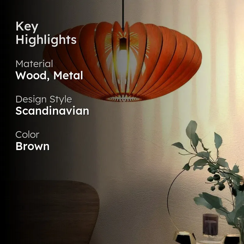 AuraGlow Elegant Wooden Petal Ceiling Lamp media 2