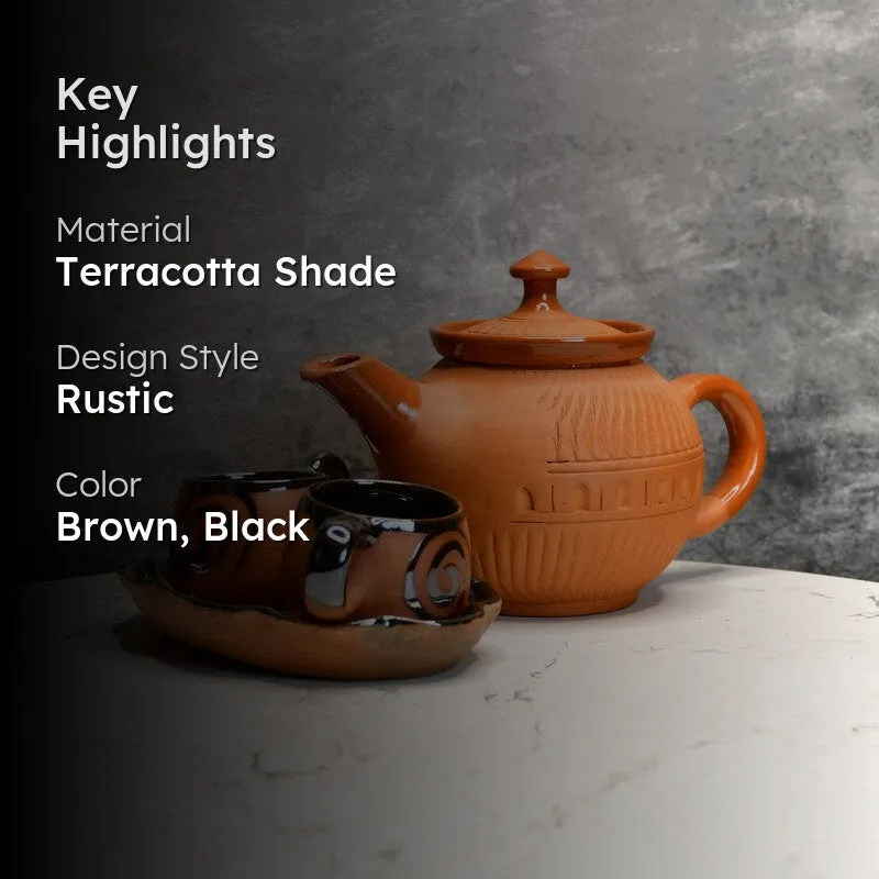 Tranquil Sip Terracotta Tea Set & Tea Pots - Four Piece Set media 2