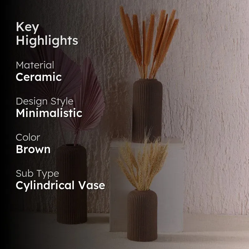 Miso Ribbed Vase (Brown)- Set Of Three media 2