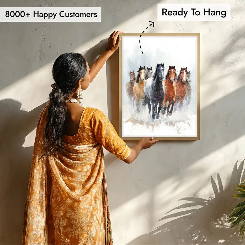 Horse of Freedom Wall Painting With Brown Frame media 8
