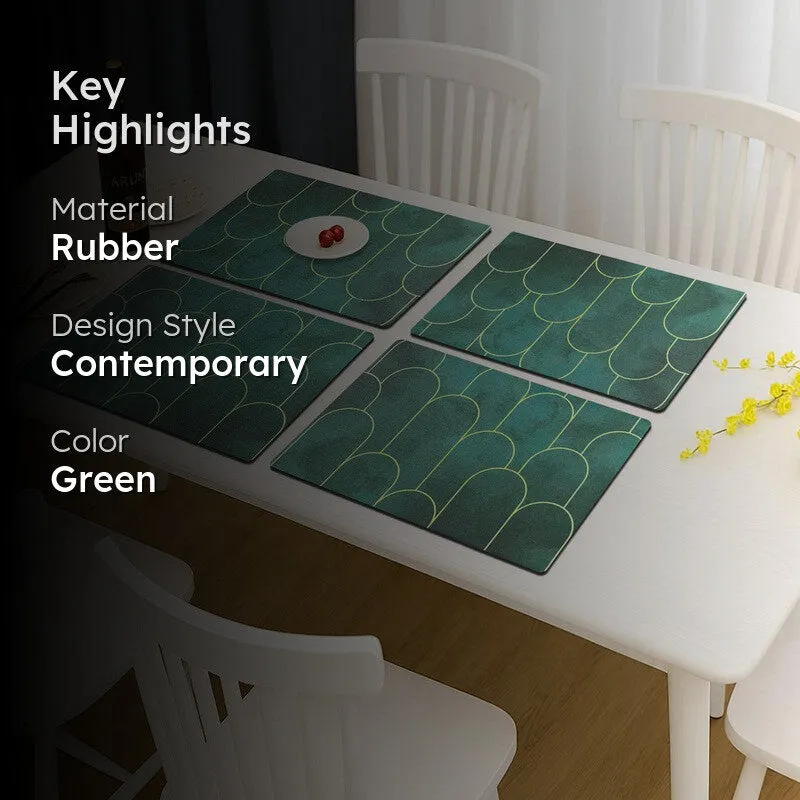Emerald Green Rectangle Rubber Table Mats - Set Of Four media 2