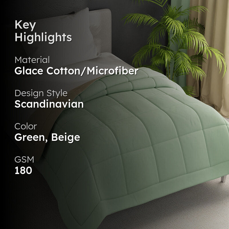 Herbert Reversible Solid Comforter (Sage Green) - 120 GSM media 2
