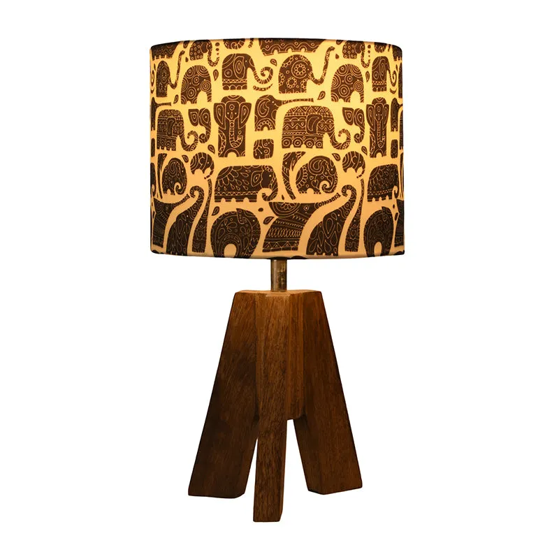 Elephanta Print Tripod Fabric Table Lamp - Ivory media 4