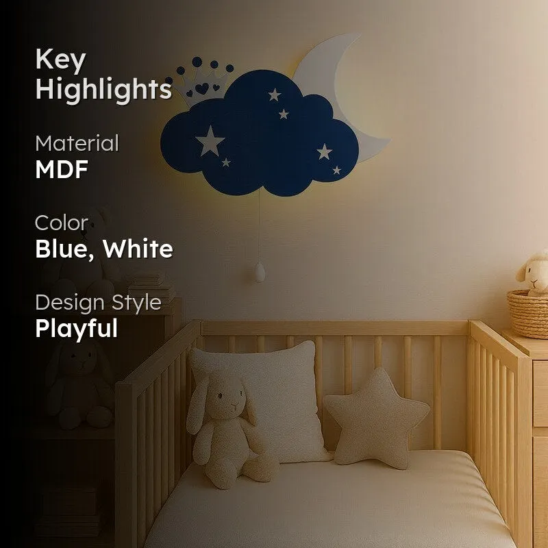 Sleepy Night Sky Cloud Battery Operated MDF Wall Lamp - Blue media 2