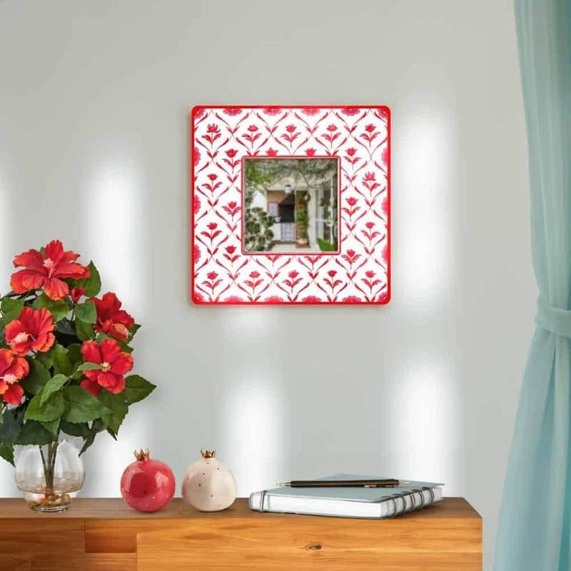 Rosa Lush Designer Handpainted Mirror -  Red media 3