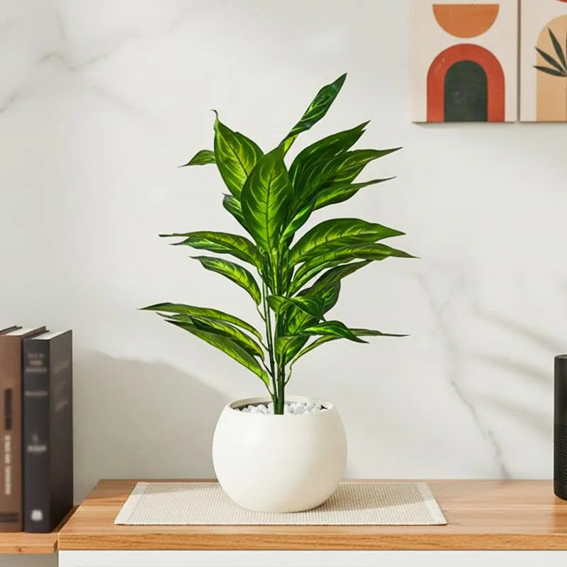 Faux Everlasting Dieffenbachia Amoena Plant With Black Plastic Pot - 71 cm (2.3 ft) media 1
