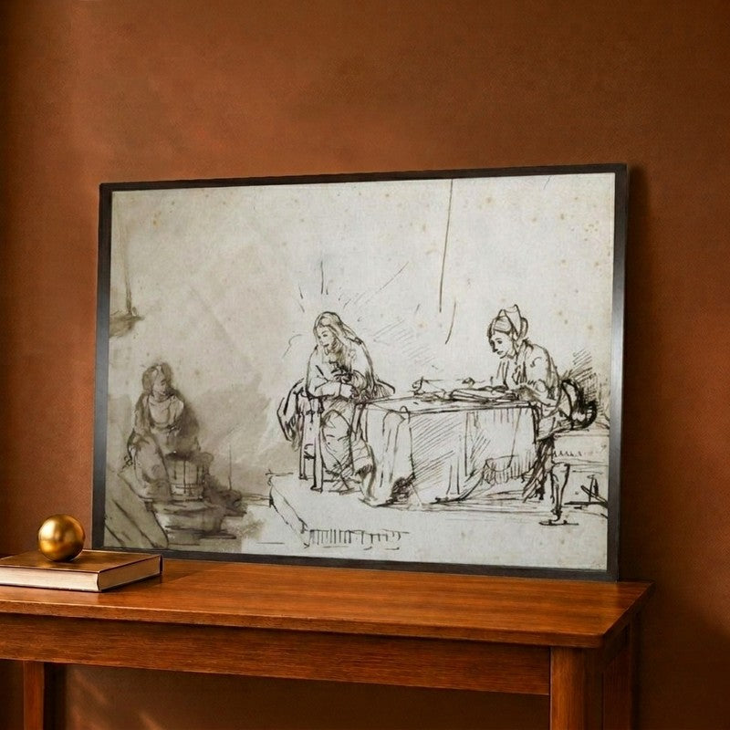 Maria et Martha Canvas Wall Painting - 18 x 12 Inches