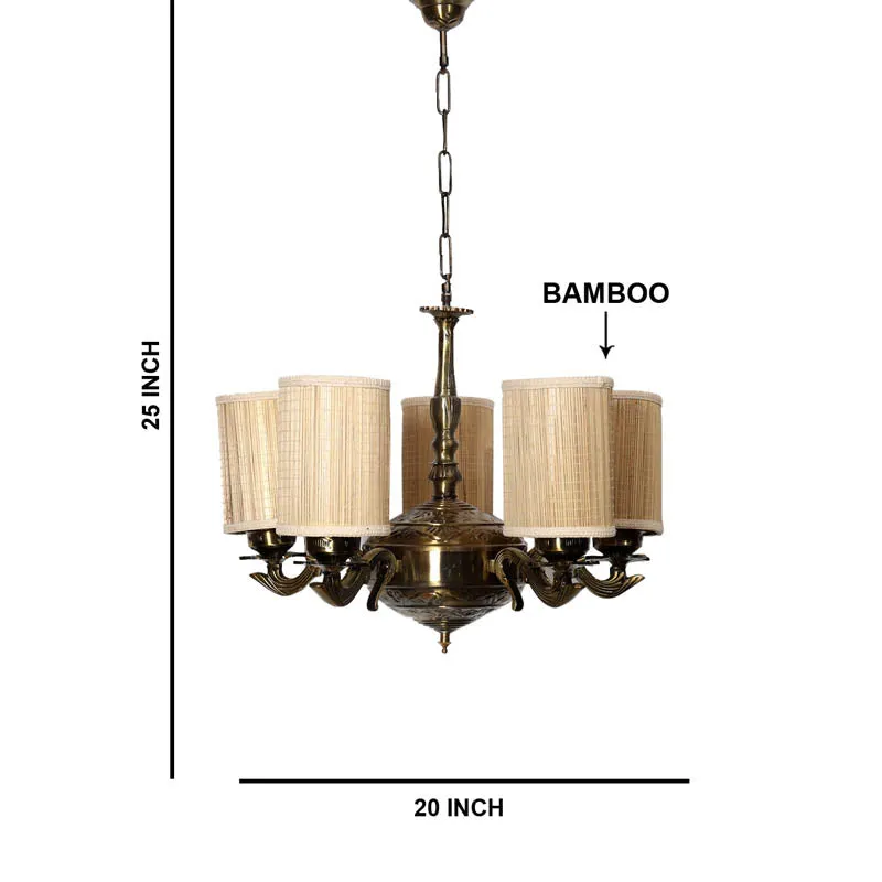 Arco Cylindrical Golden Antique Ceiling Lamp media 6