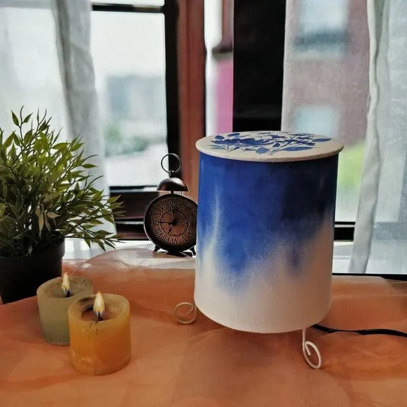 Grady Glow Cylo Handpainted Fabric Table Lamp - Blue,White media 4