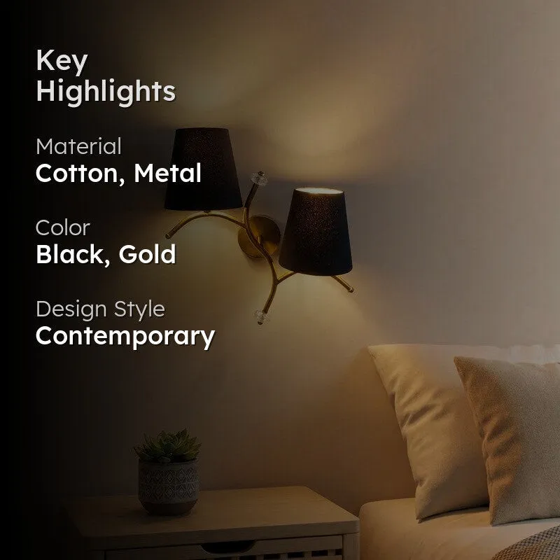 GlowStem Twin Cotton Wall Lamp - Black media 2