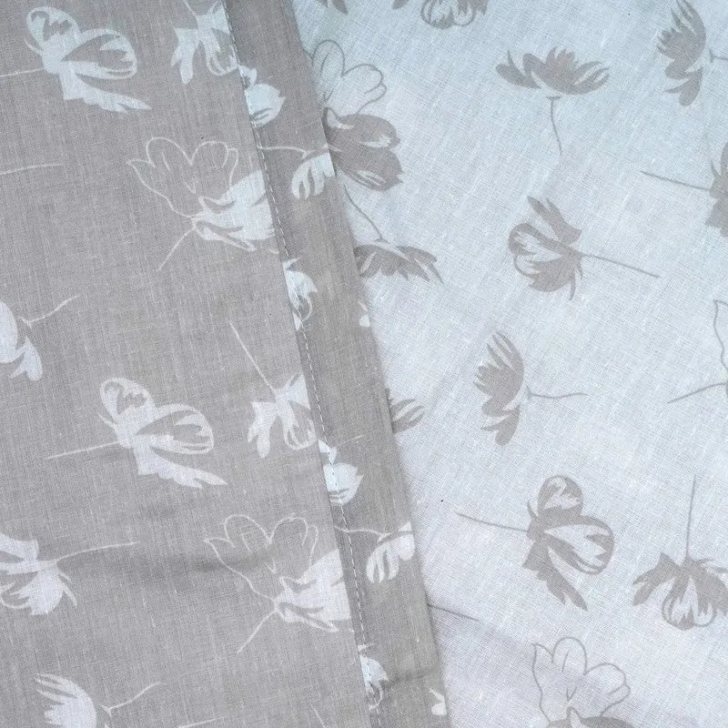 Petal Dots Reversible Cotton Dohar (Beige,White) - 120 GSM media 5