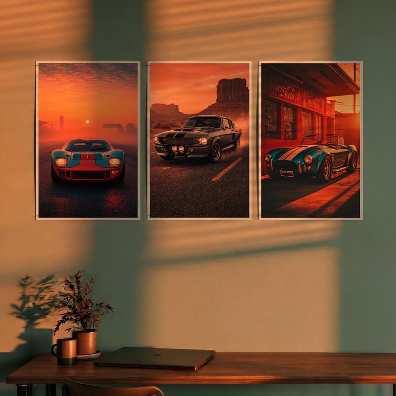 Neon Velocity Cars Polymer Wall Poster