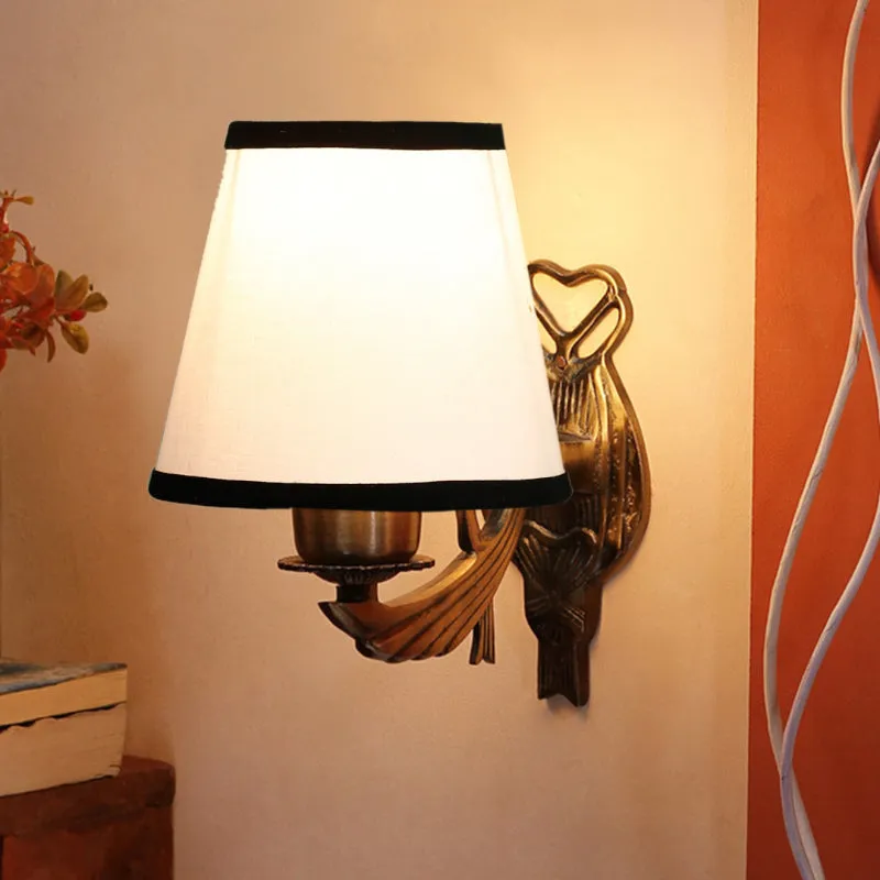 Love Gleam Atva Conical Fabric & Metal Wall Lamp - White & Black media 1