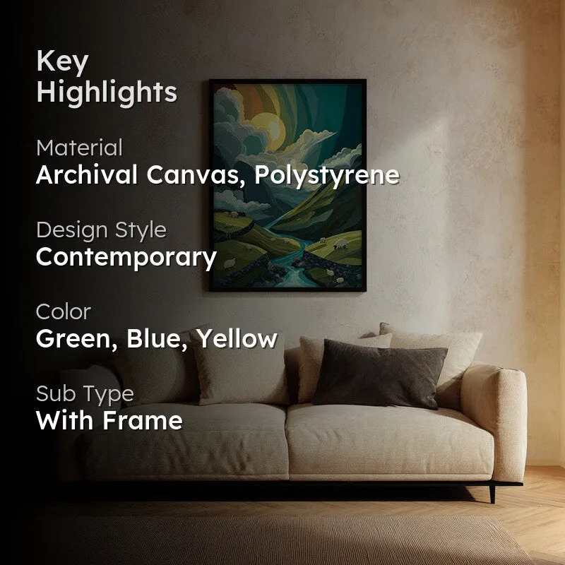 Emerald Valley Canvas Wall Painting - Black Frame media 2