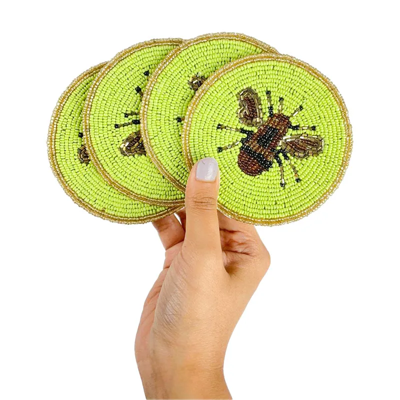 Moiraa Beaded Coaster (Green) - Set Of Four media 4