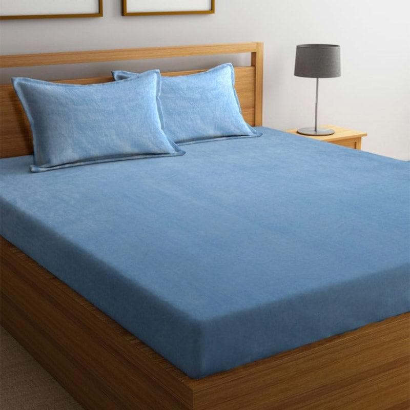Pristine Charm Warm Woollen Bedsheet (Blue) - 150 GSM media 3