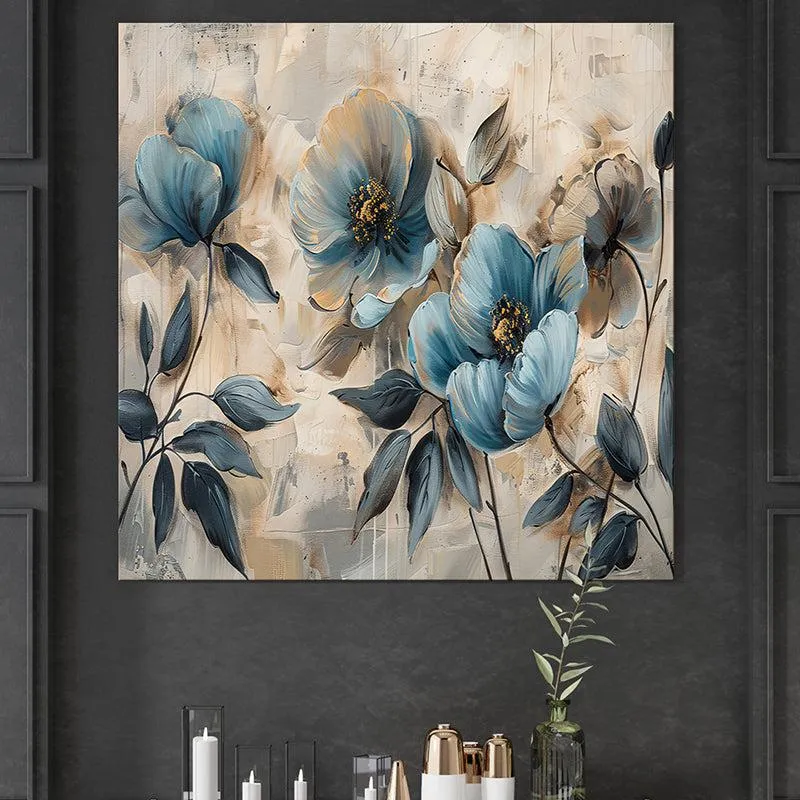 Blossoms in Blue Wall Painting media 1