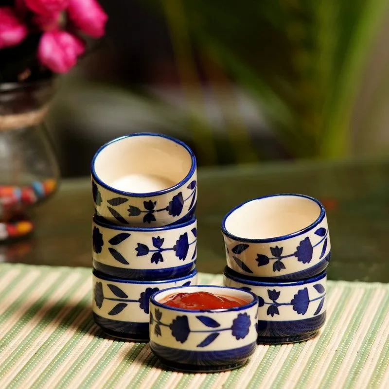 Culinova Ceramic Dip Bowls (Blue,White ,40 mL Each) - Set Of Six media 1