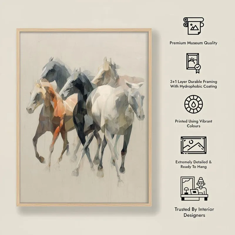 Horse of the Wind Wall Painting With Brown Frame media 10