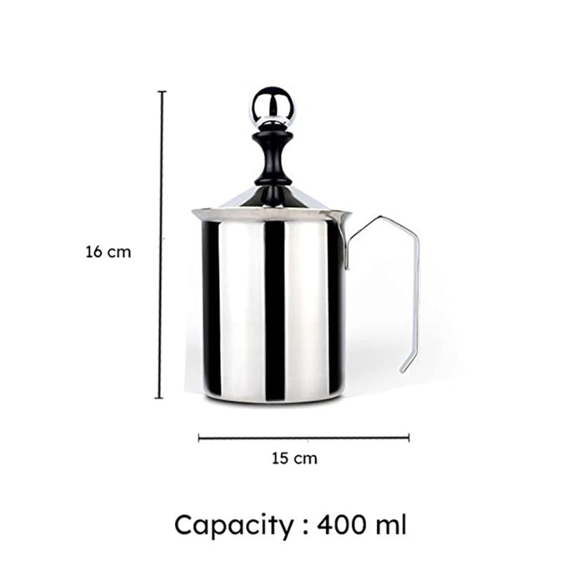 Samuel Stainless Steel Milk Frother - 400ml Capacity, Silver media 10