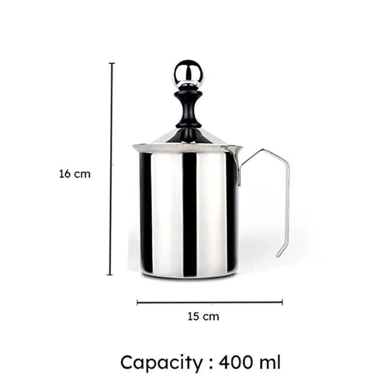 Samuel Stainless Steel Milk Frother - 400ml Capacity, Silver media 10
