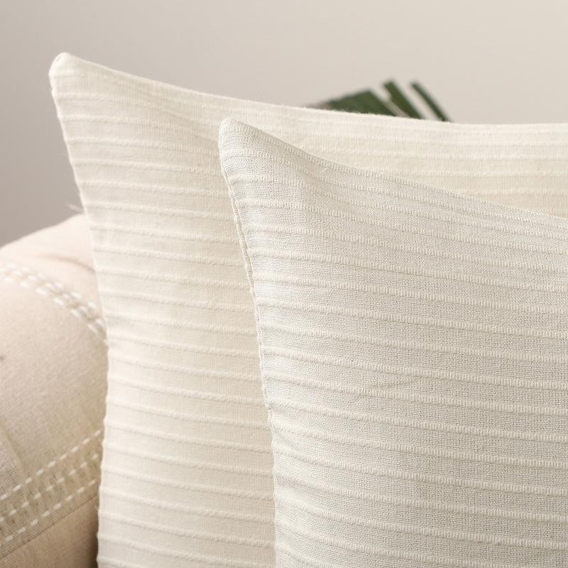 Lost In Lisboa Solid Cotton Cushion Cover (Cream) - Set Of Two media 3