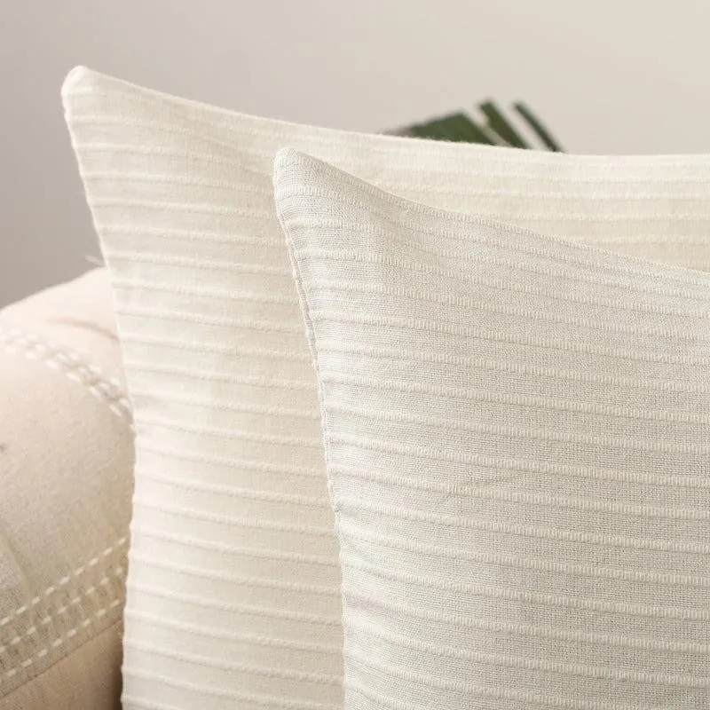 Lost In Lisboa Solid Cotton Cushion Cover (Cream) - Set Of Two media 3