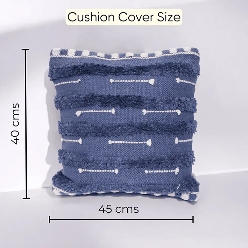 Softscape Tufted Cushion Cover (Blue & White) - Set Of Three media 5